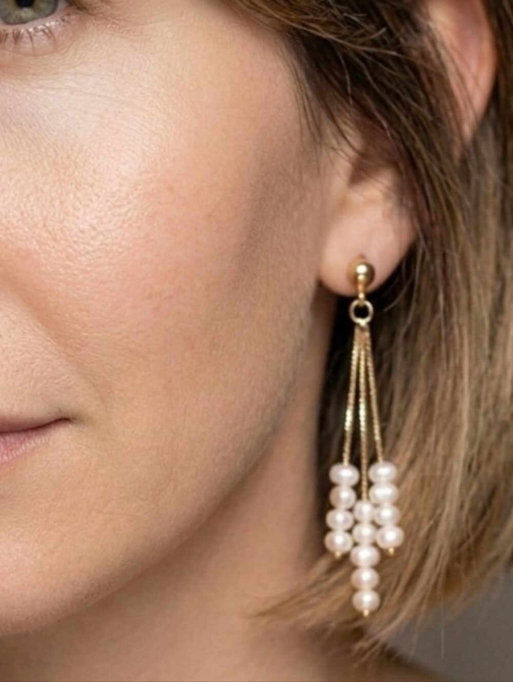 🌙Vintage 14K Gold & Pearl Dangle Earrings